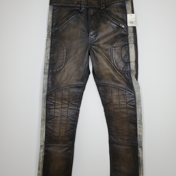 Ralph Lauren Double RL Pants - RRL Ralph Lauren Size 28 Leather Moto pant